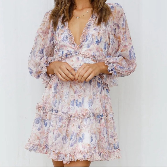 Hello Molly Fountain Side Dress Purple Floral - Picture 2 of 5